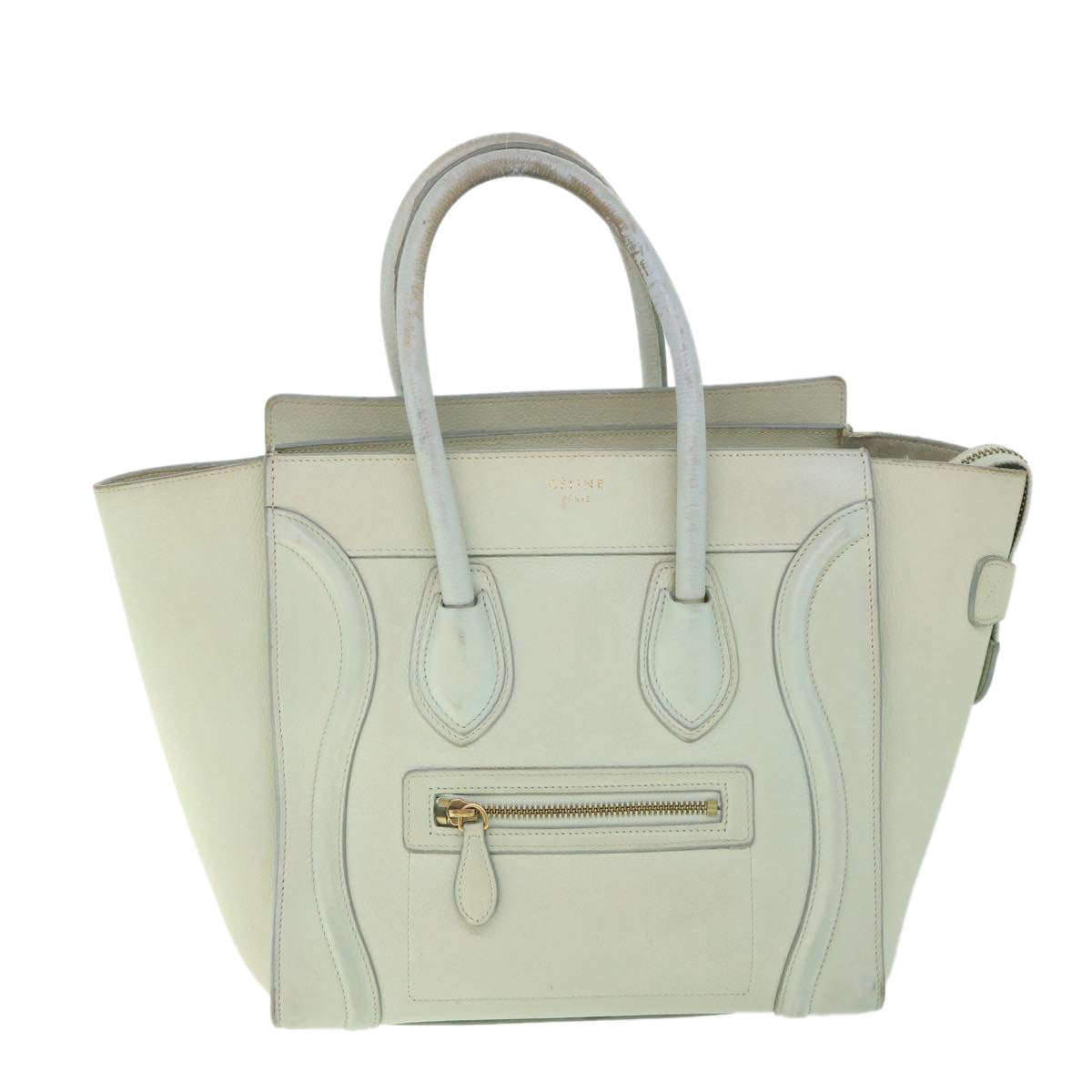 CELINE Luggage Hand Bag Leather Beige Auth ar10492