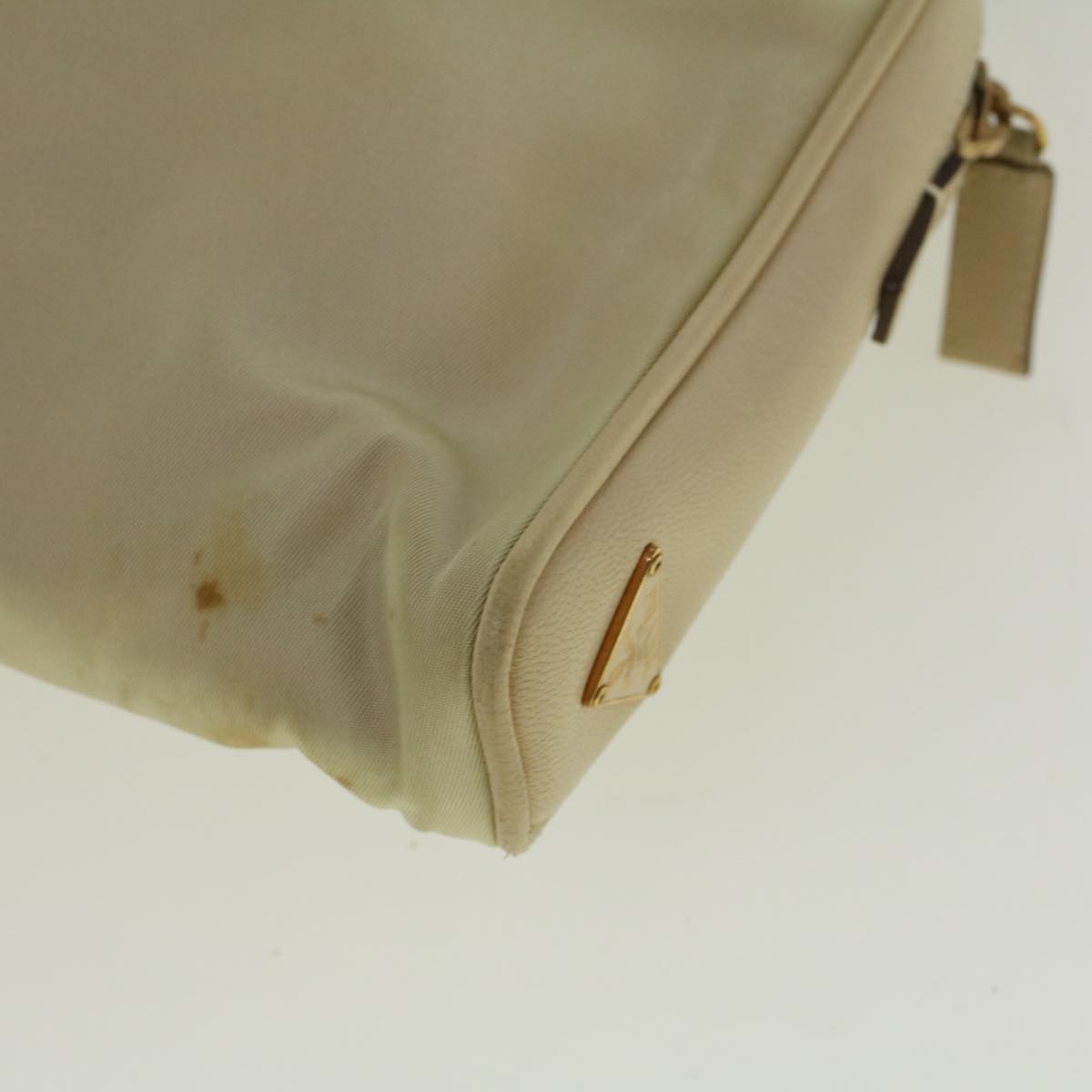 PRADA Shoulder Bag Nylon Beige Auth ar10528B