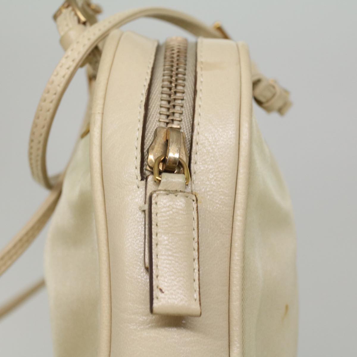 PRADA Shoulder Bag Nylon Beige Auth ar10528B