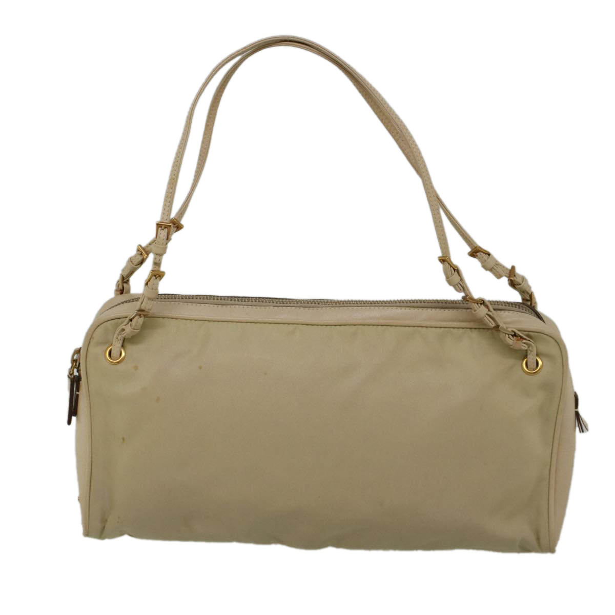 PRADA Shoulder Bag Nylon Beige Auth ar10528B