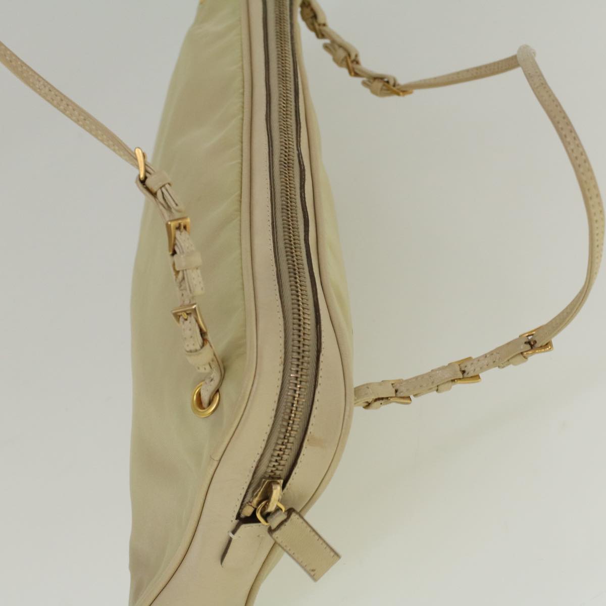 PRADA Shoulder Bag Nylon Beige Auth ar10528B