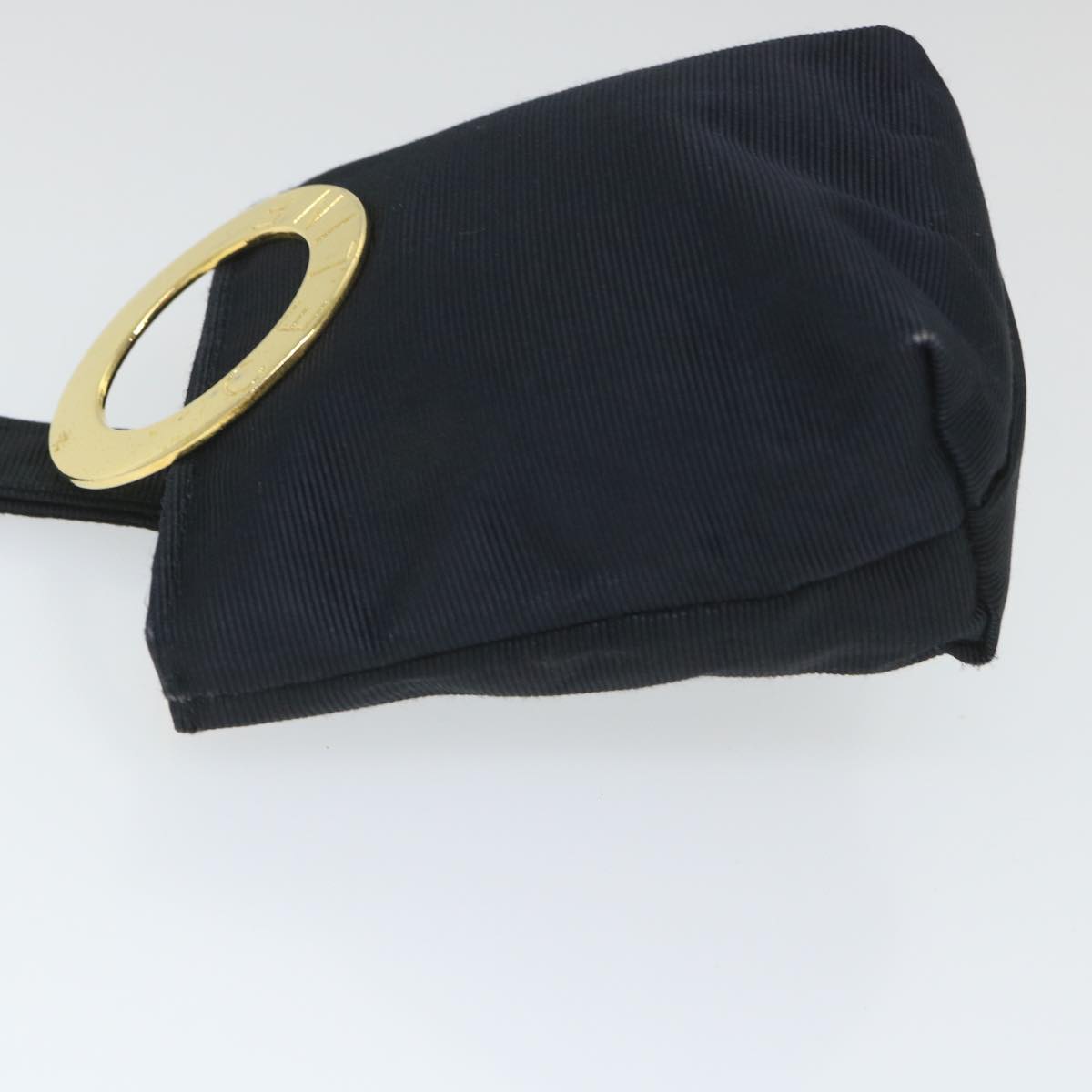 CELINE Circle Pouch Nylon Black Auth ar10550B