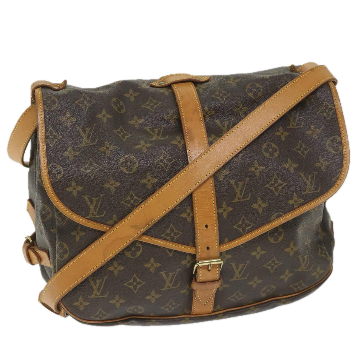 LOUIS VUITTON Monogram Saumur 35 Shoulder Bag M42254 LV Auth ar10571B