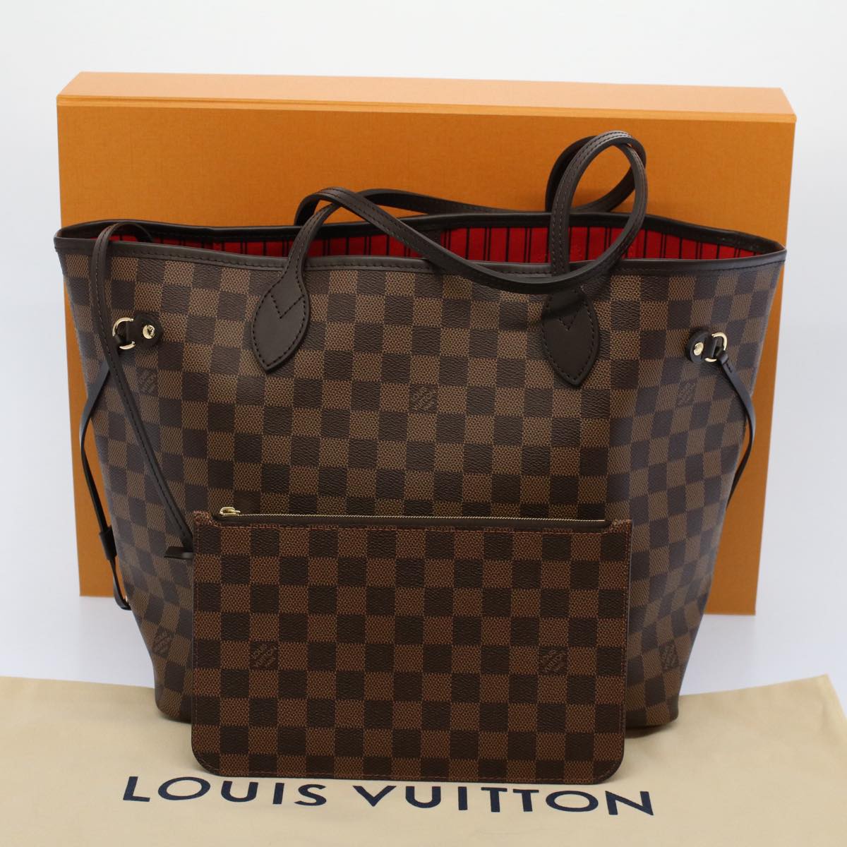 LOUIS VUITTON Damier Ebene Neverfull MM Tote Bag N51105 LV Auth ar10580S