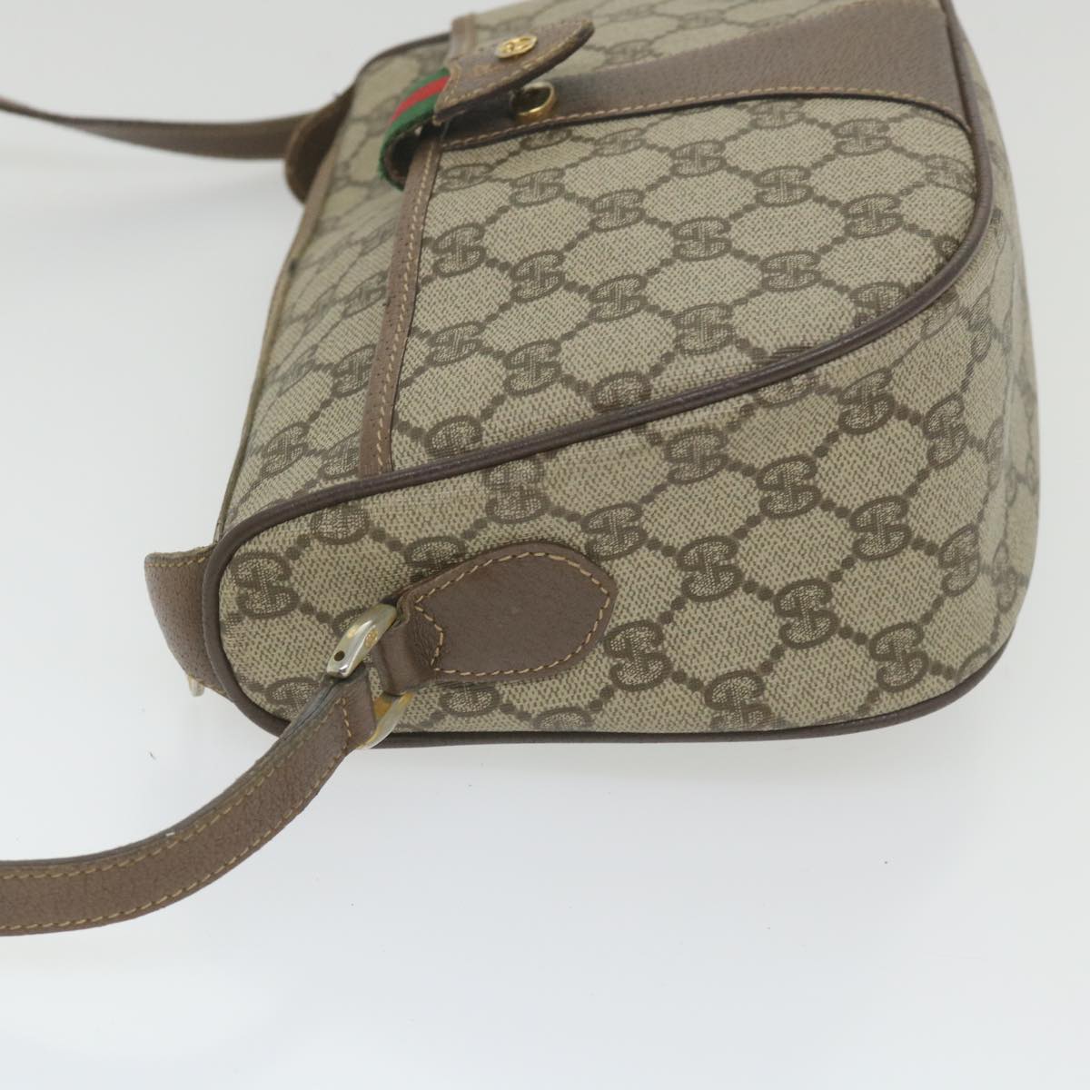 GUCCI GG Supreme Web Sherry Line Shoulder Bag Beige Red 001 754 Auth ar10582B