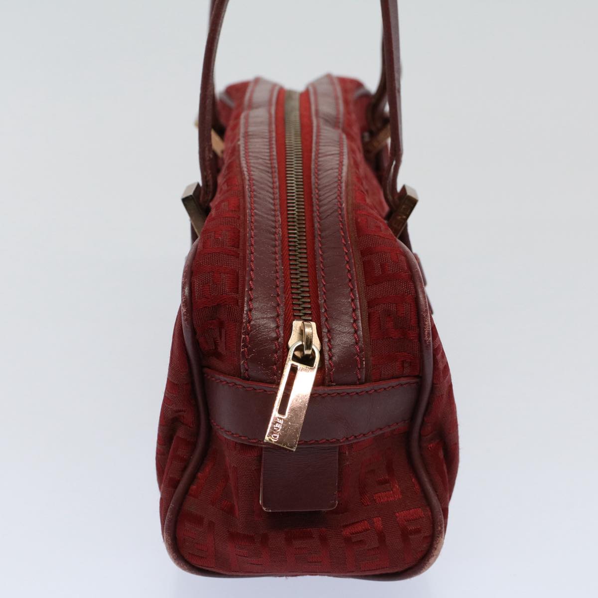 FENDI Zucchino Canvas Hand Bag Red Auth ar10594B