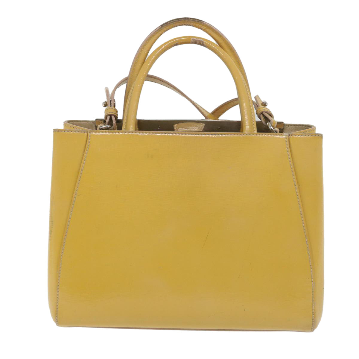 FENDI Hand Bag Patent leather 2way Yellow Auth ar10596B