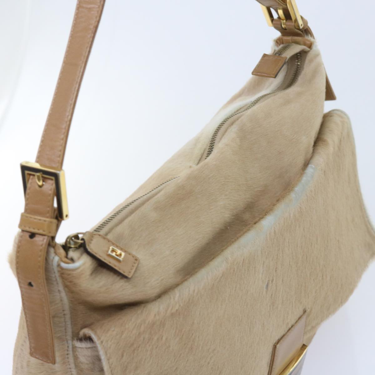 FENDI Mamma Baguette Shoulder Bag Harako leather Beige Auth ar10608B