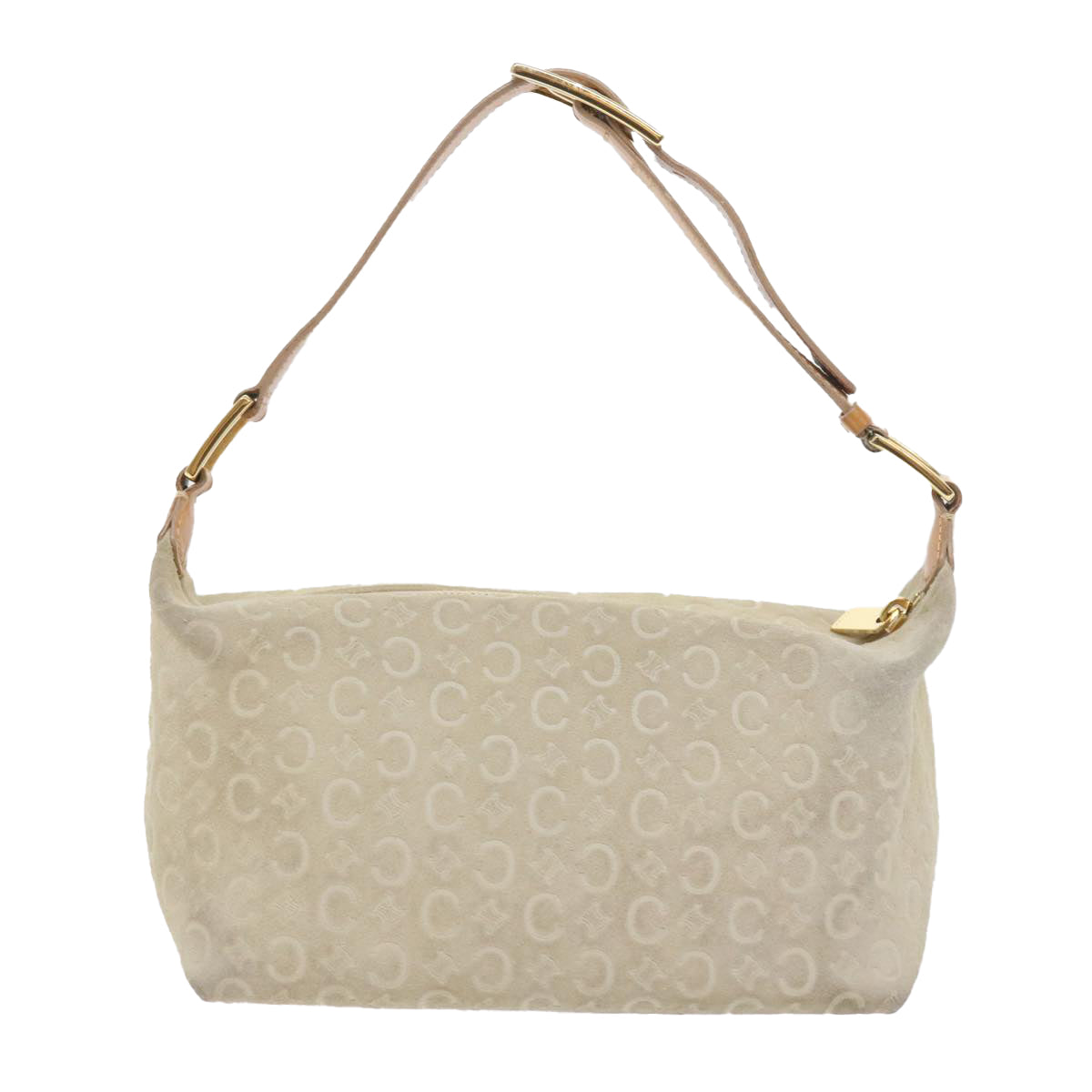 CELINE C Macadam Canvas Shoulder Bag Beige Auth ar10626B