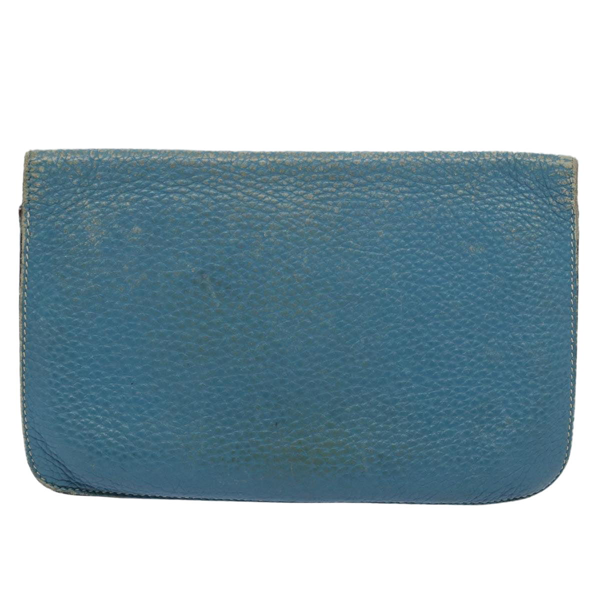 HERMES Dogon GM Wallet Leather Blue Auth ar10643B