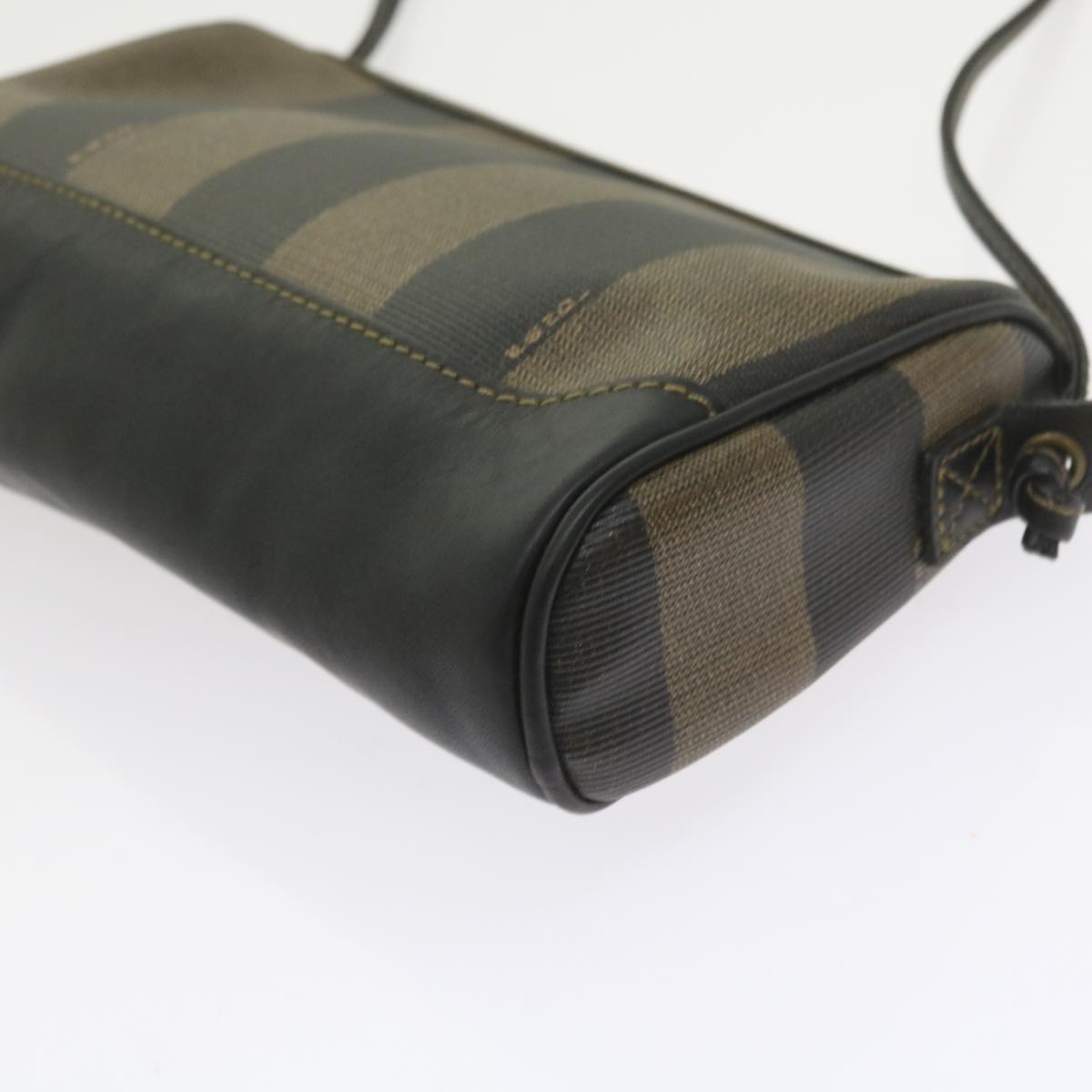 FENDI Pecan Canvas Shoulder Bag Black Brown Auth ar10656