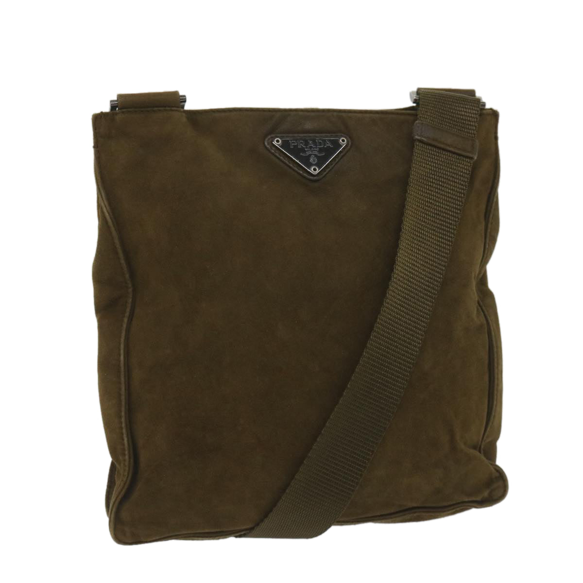 PRADA Shoulder Bag Suede Brown Auth ar10672