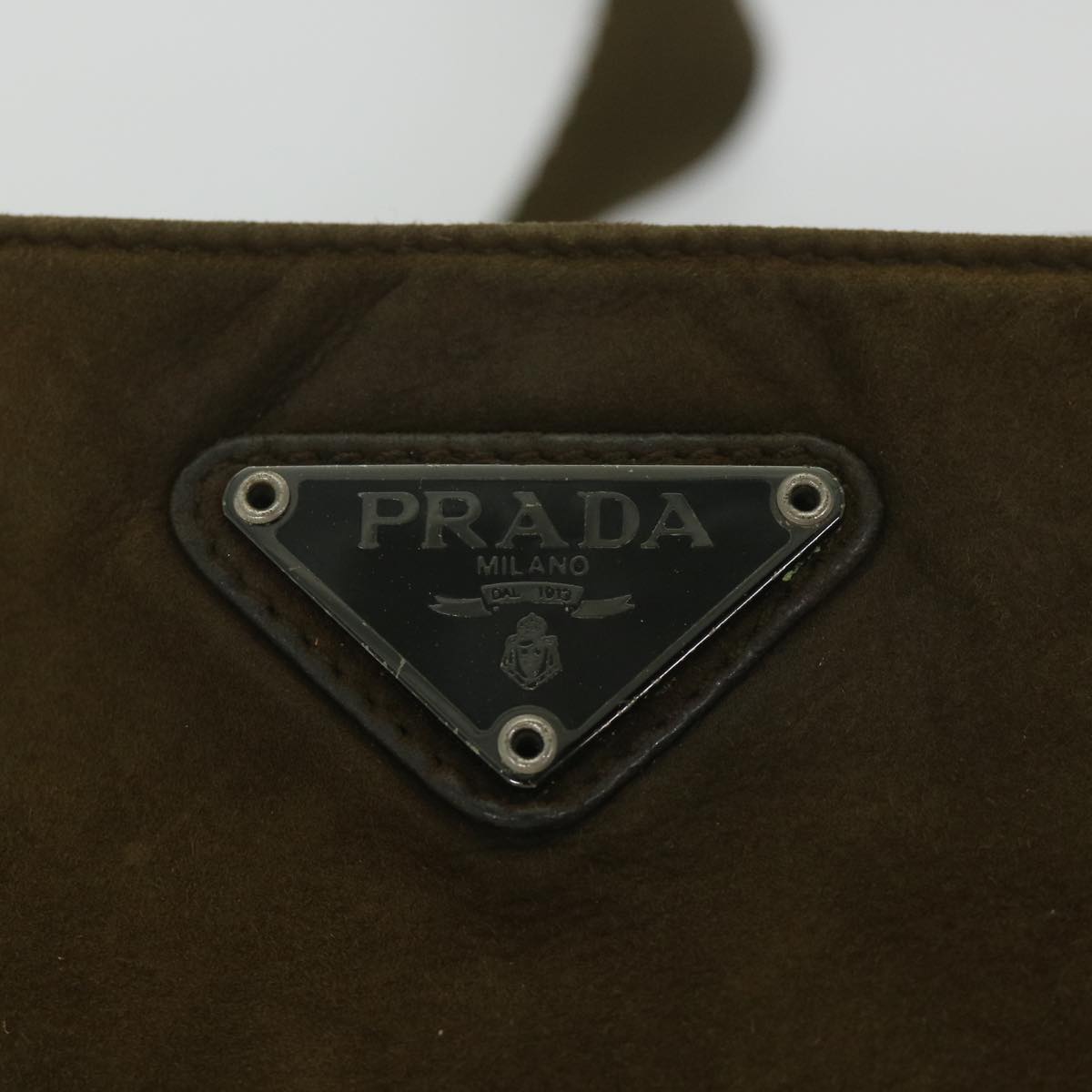 PRADA Shoulder Bag Suede Brown Auth ar10672