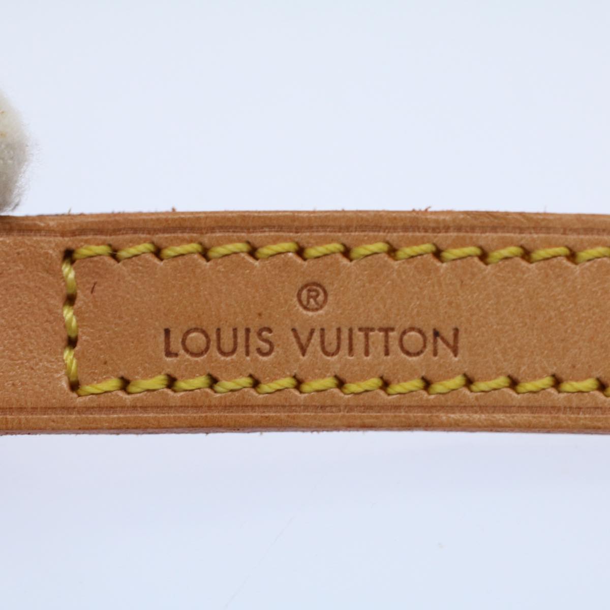 LOUIS VUITTON Shoulder Strap Leather 44.9"" Beige LV Auth ar10674