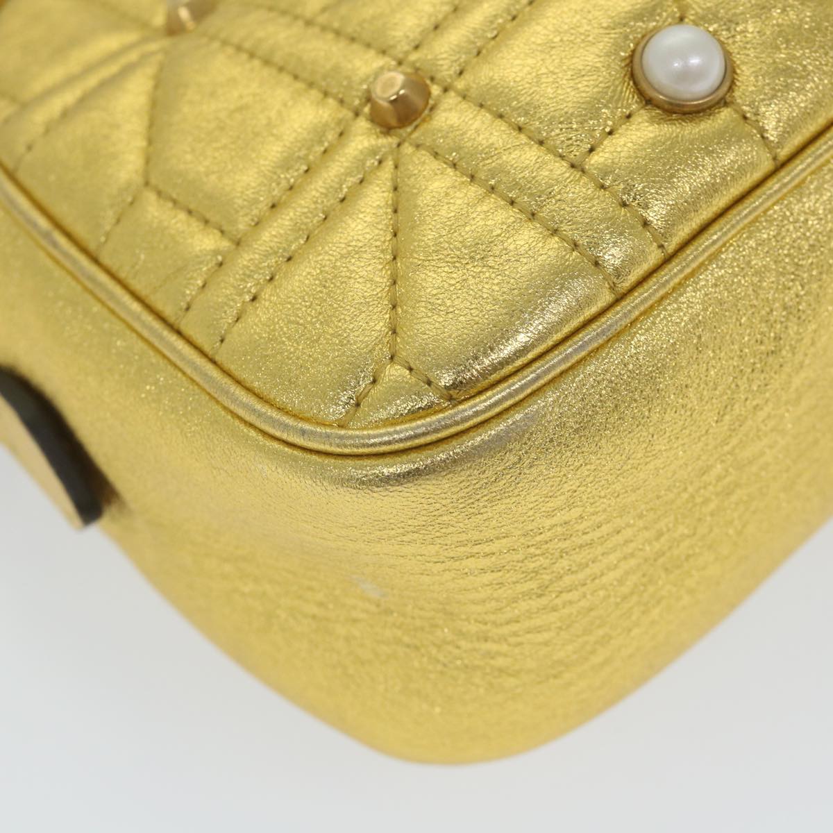 GUCCI GG Marmont Quilted Shoulder Bag Leather Gold Tone 447632 Auth ar10683