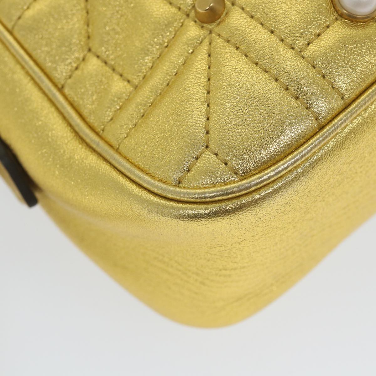 GUCCI GG Marmont Quilted Shoulder Bag Leather Gold Tone 447632 Auth ar10683