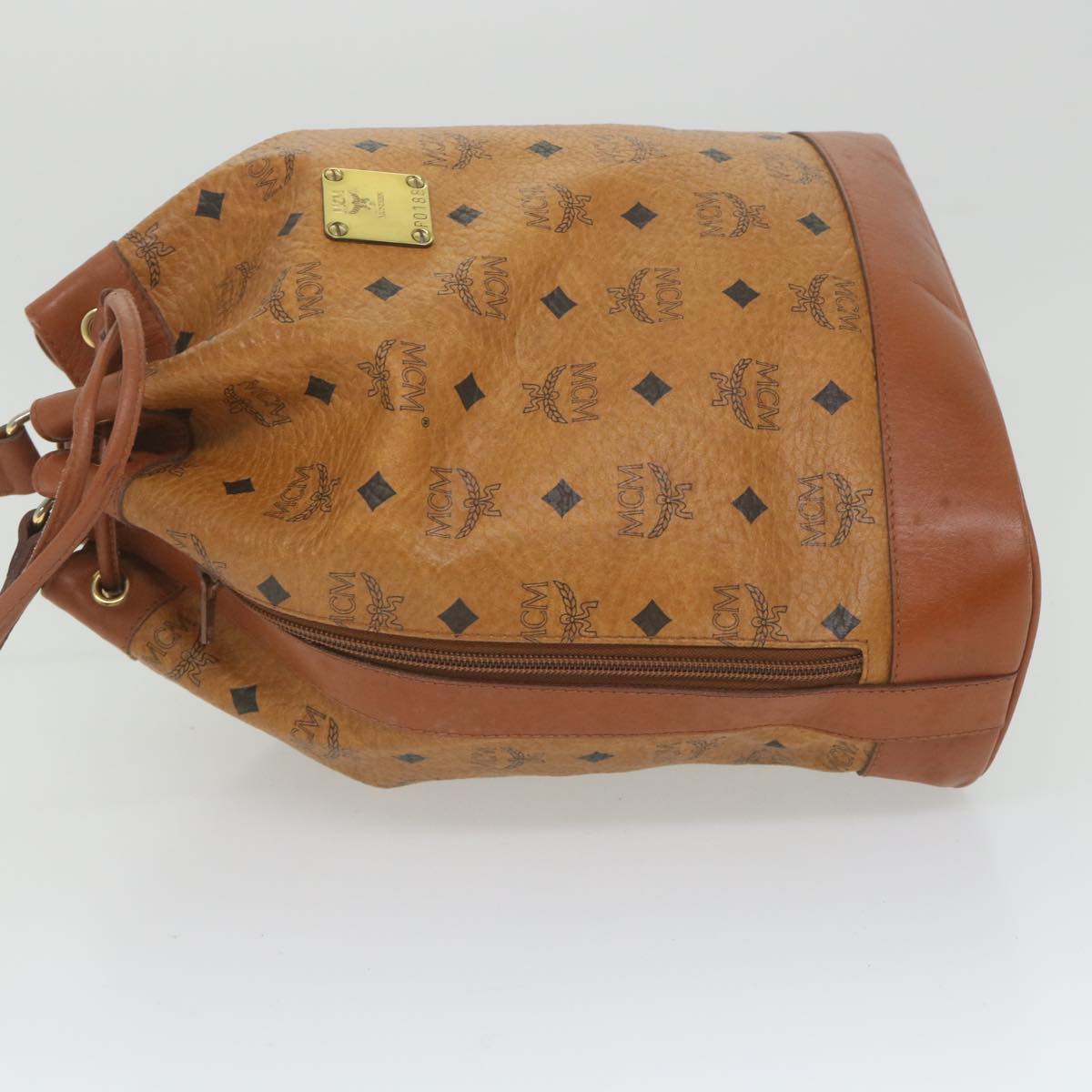 MCM Vicetos Logogram Shoulder Bag PVC Leather Brown Auth ar10694