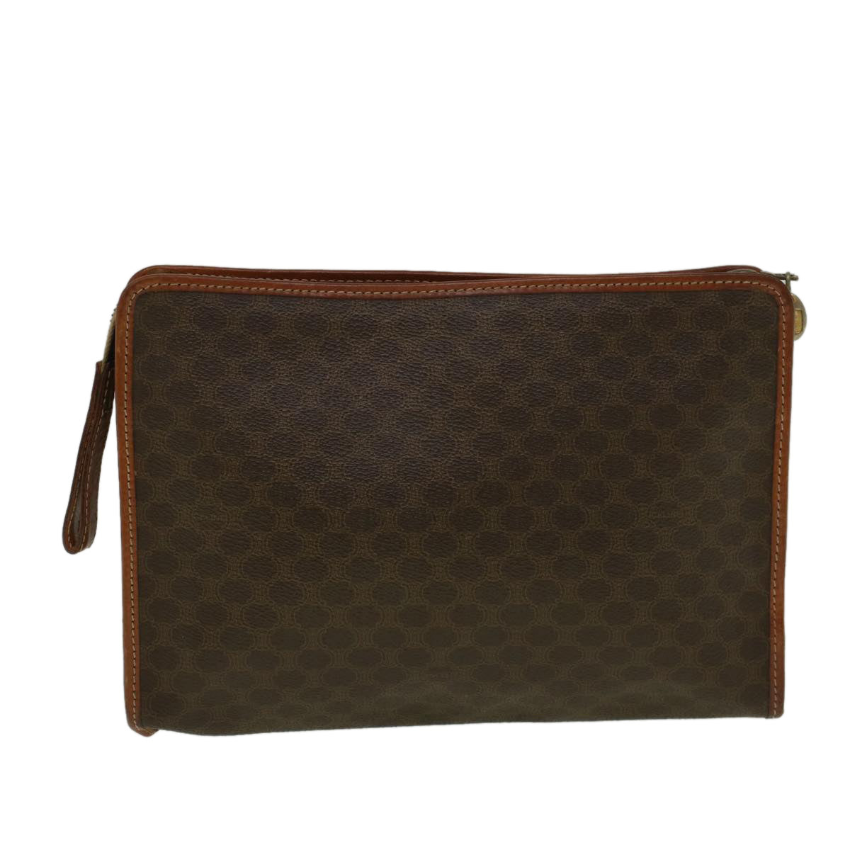 CELINE Macadam Canvas Clutch Bag PVC Leather Brown Auth ar10696 - 0