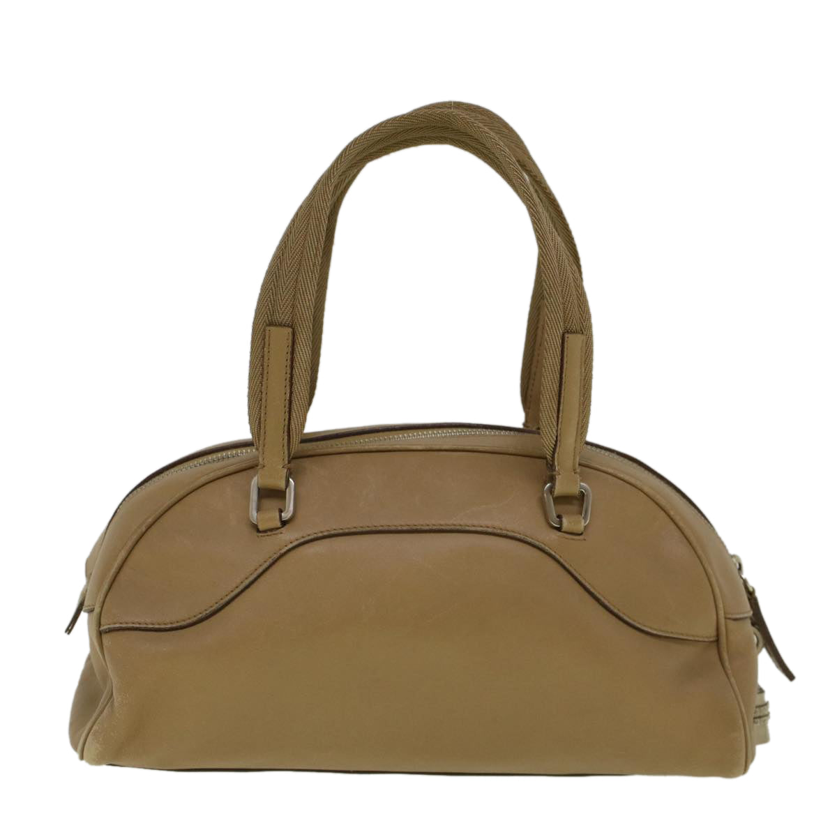 PRADA Hand Bag Leather Beige Auth ar10706 - 0