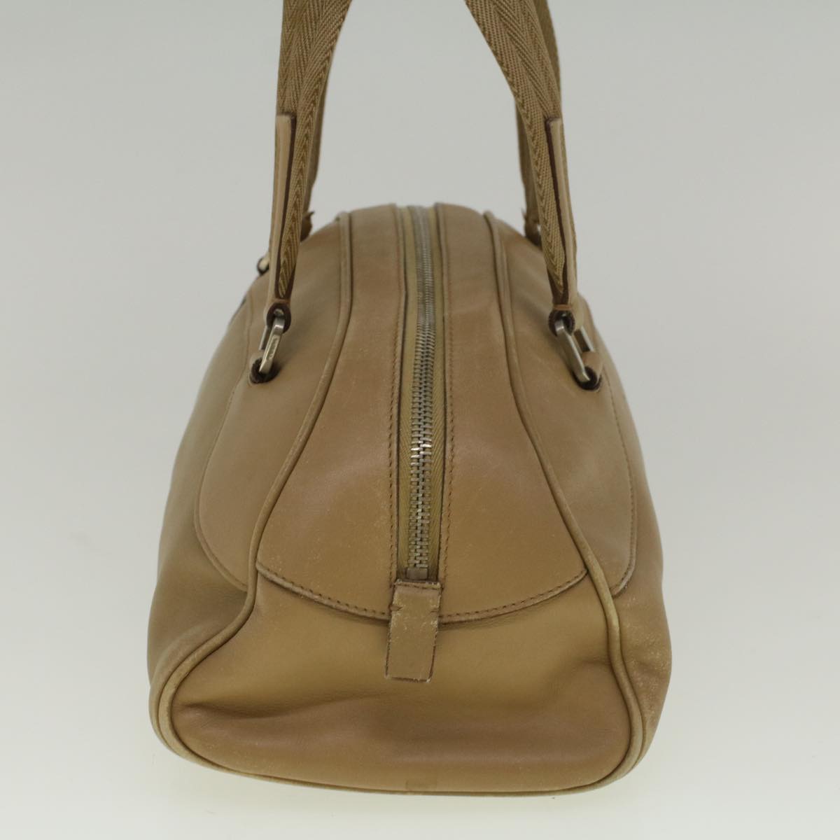 PRADA Hand Bag Leather Beige Auth ar10706