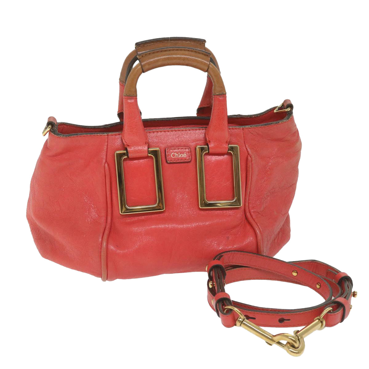 Chloe Etel Hand Bag Leather 2way Red 01 12 50 65 Auth ar10713