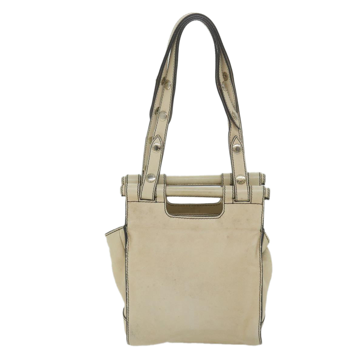 LOEWE Shoulder Bag Leather Beige Auth ar10717