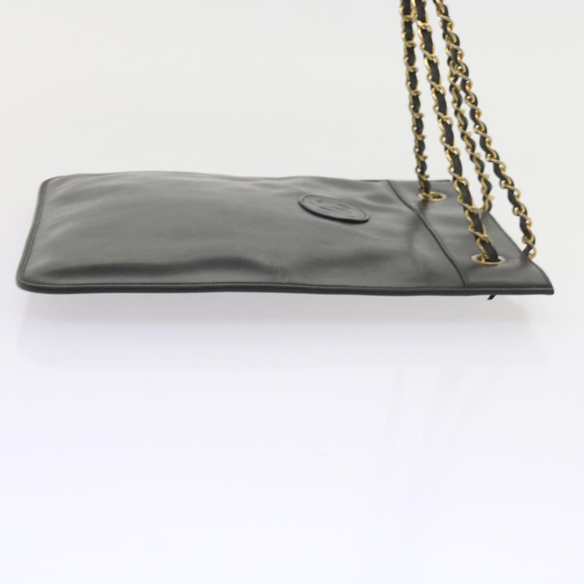 CHANEL COCO Mark Chain Shoulder Bag Leather Black CC Auth ar10728