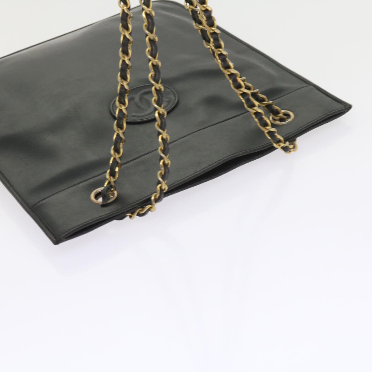 CHANEL COCO Mark Chain Shoulder Bag Leather Black CC Auth ar10728