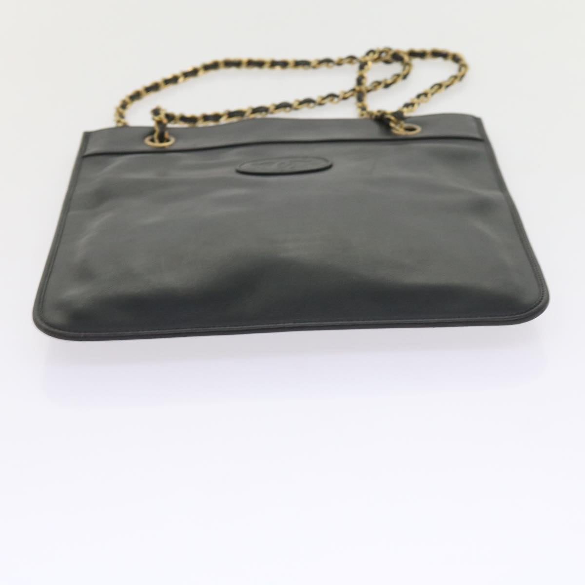 CHANEL COCO Mark Chain Shoulder Bag Leather Black CC Auth ar10728