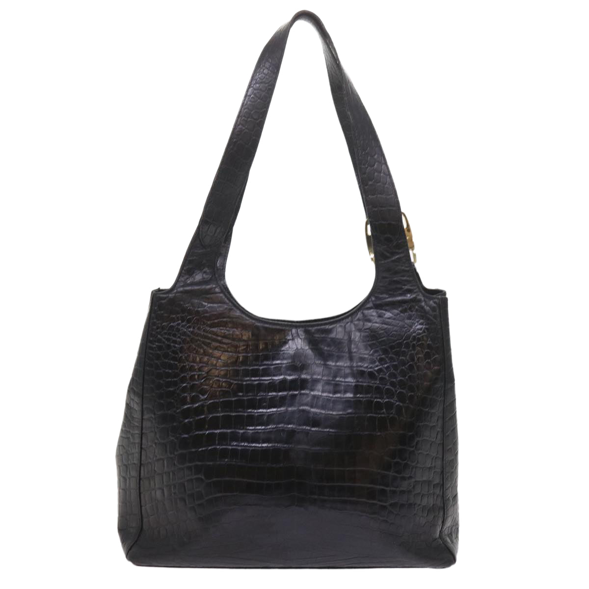 Salvatore Ferragamo Shoulder Bag Leather Black Auth ar10731