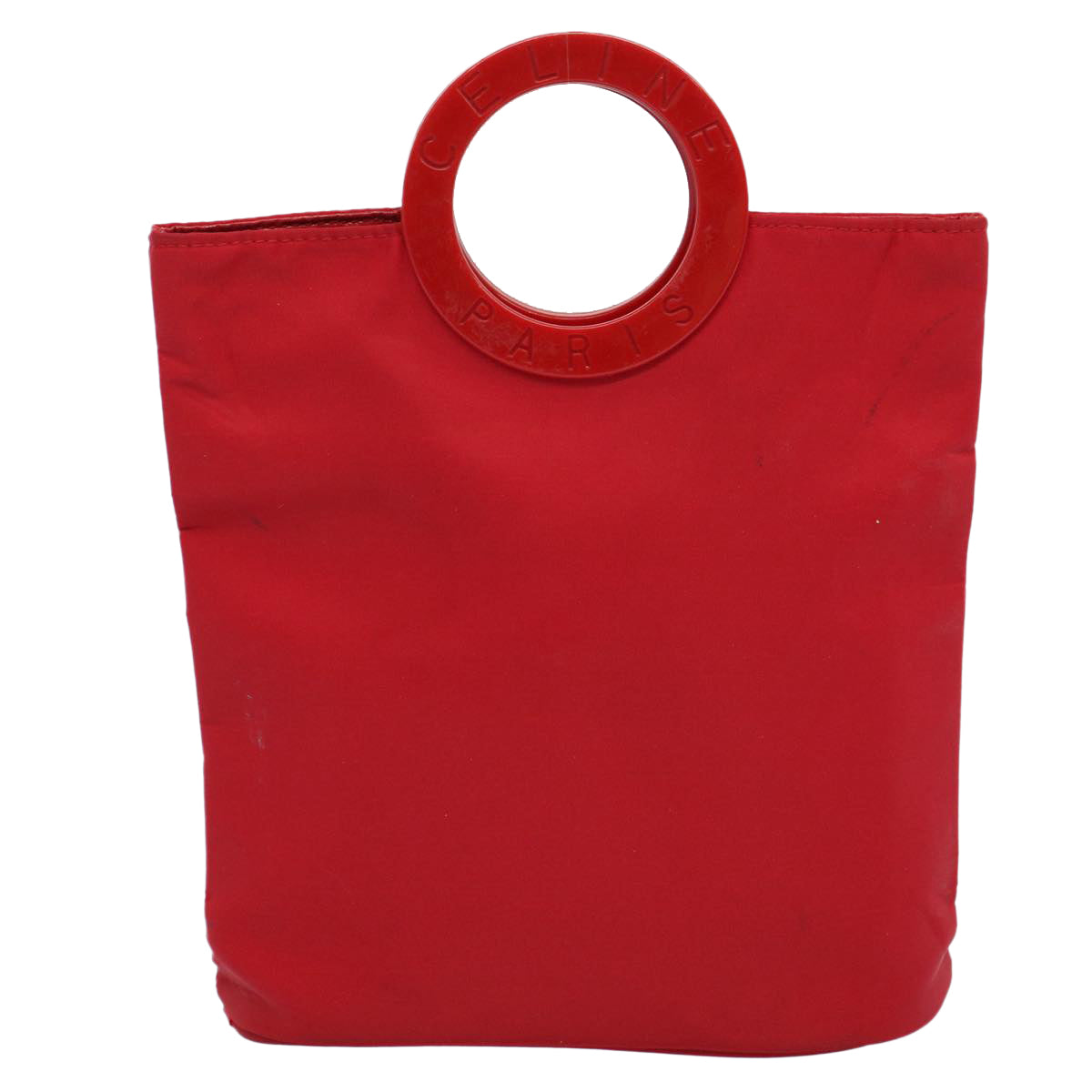 CELINE Circle Hand Bag Nylon Red Auth ar10732 - 0