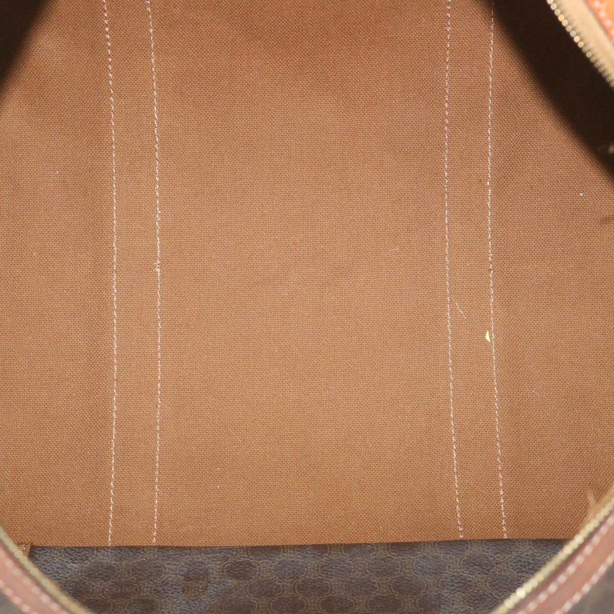 CELINE Macadam Canvas Boston Bag PVC Leather Brown Auth ar10767