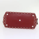 VALENTINO Rock studs Shoulder Bag Lamb Skin Red White Auth ar10772-5