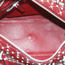 VALENTINO Rock studs Shoulder Bag Lamb Skin Red White Auth ar10772-10