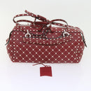 VALENTINO Rock studs Shoulder Bag Lamb Skin Red White Auth ar10772-12