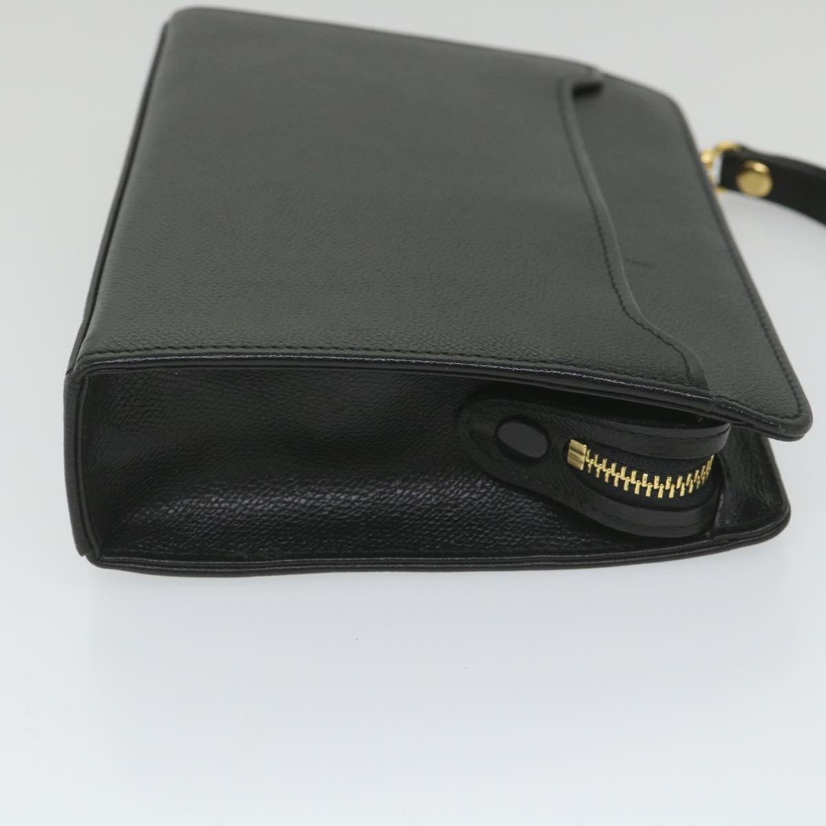 SAINT LAURENT Clutch Bag Leather Black Auth ar10775