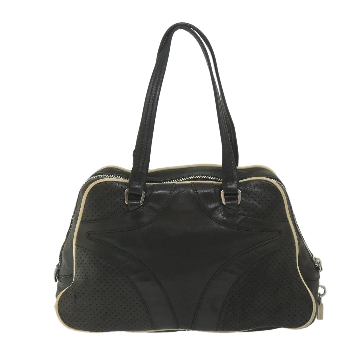 PRADA Boston Bag Leather Black Auth ar10776 - 0