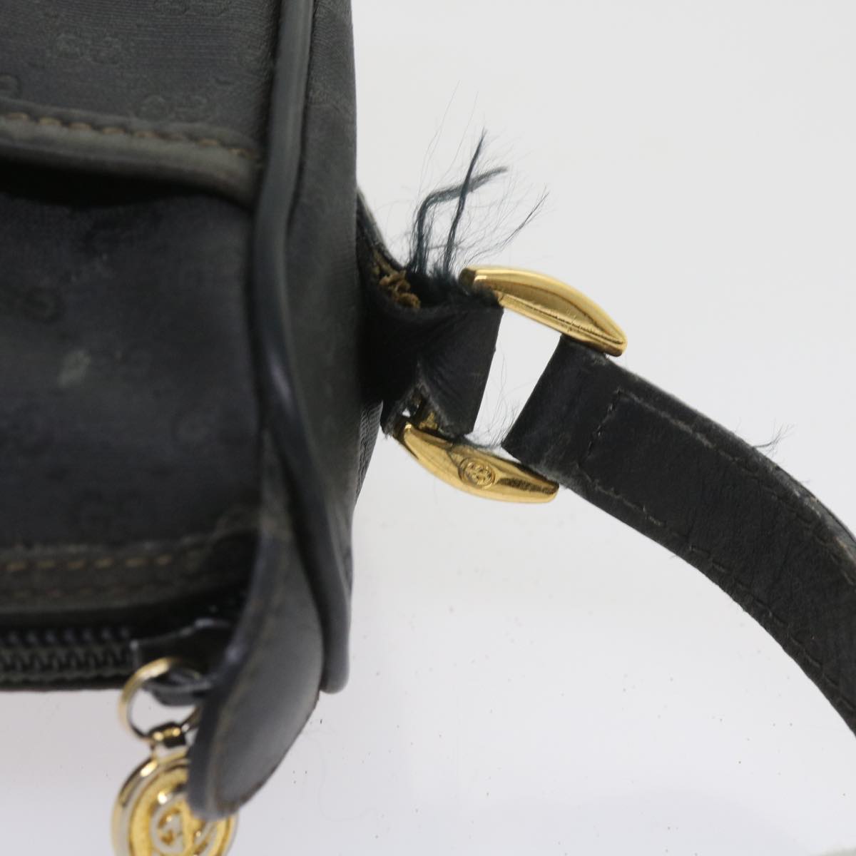 GUCCI Micro GG Canvas Web Sherry Line Bag Black 001 754 6177 Auth ar10783