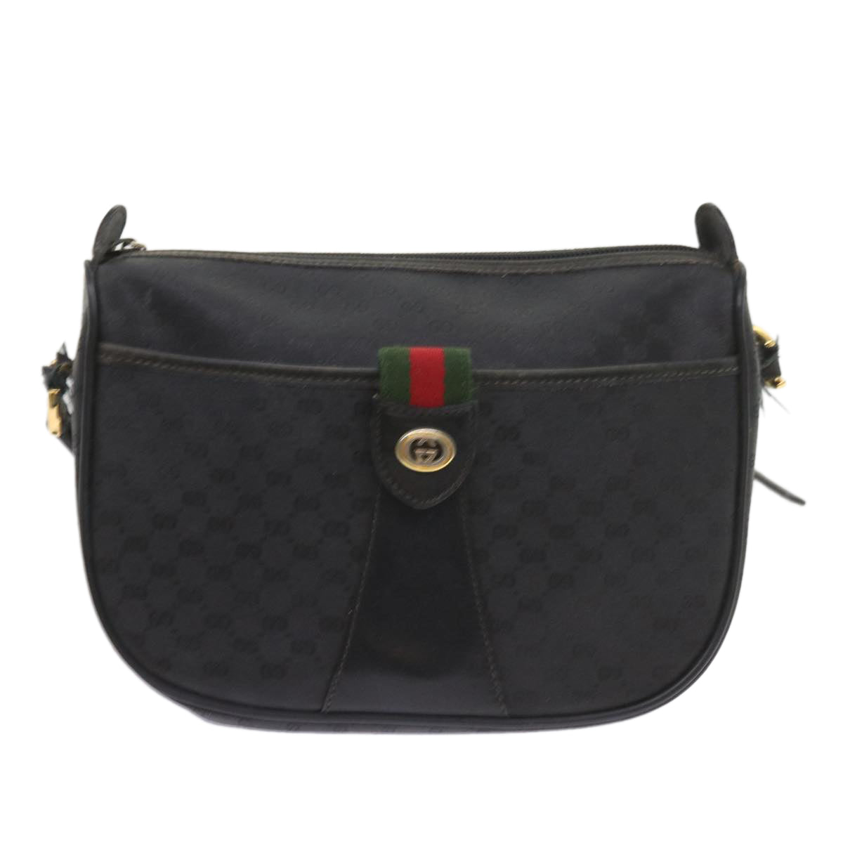 GUCCI Micro GG Canvas Web Sherry Line Bag Black 001 754 6177 Auth ar10783