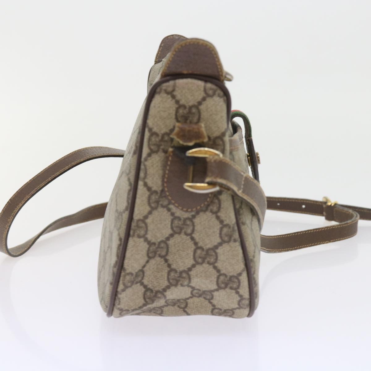 GUCCI GG Supreme Web Sherry Line Bag Beige Red 001 123 6177 023 Auth ar10784