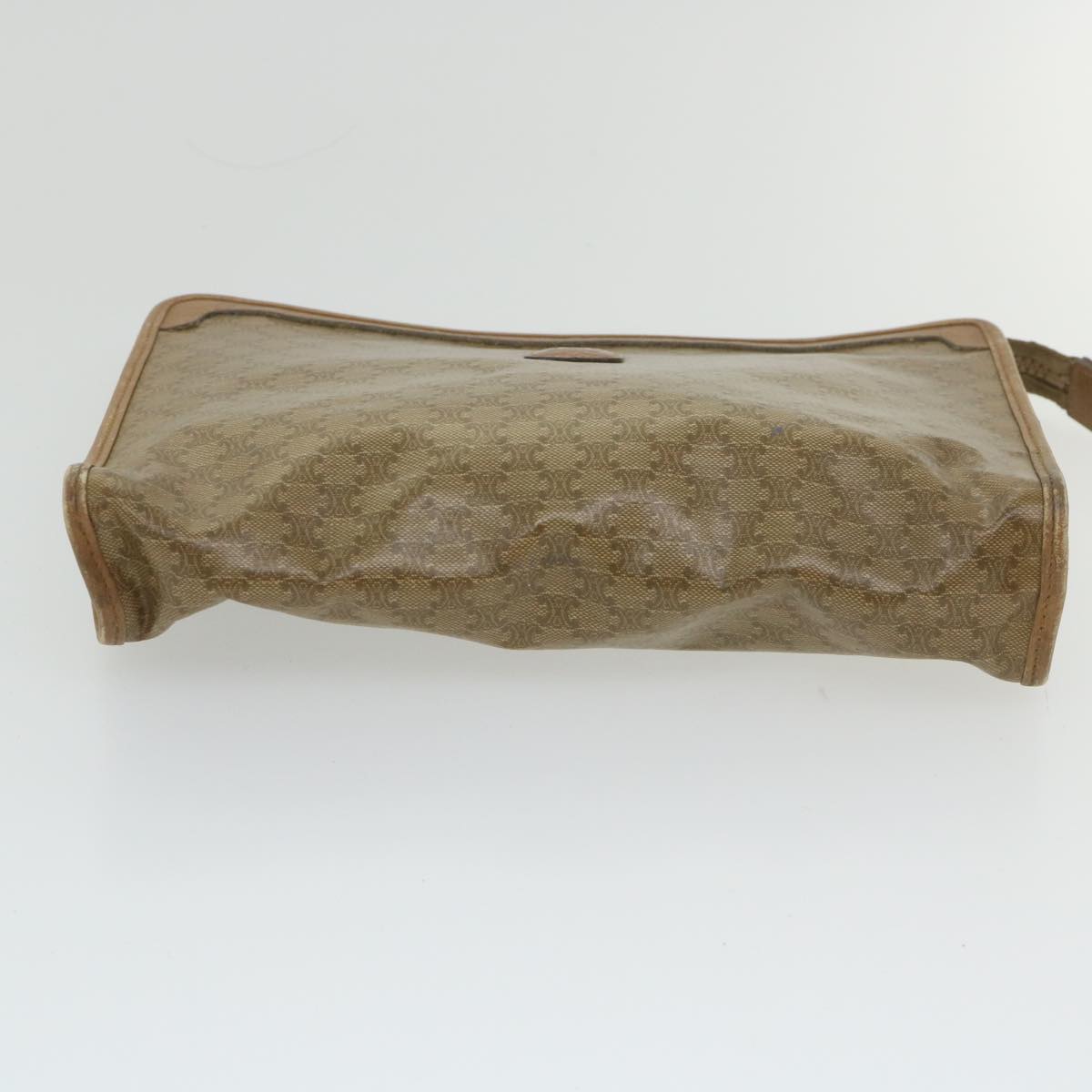 CELINE Macadam Canvas Clutch Bag PVC Leather 2Set Brown Auth ar10787