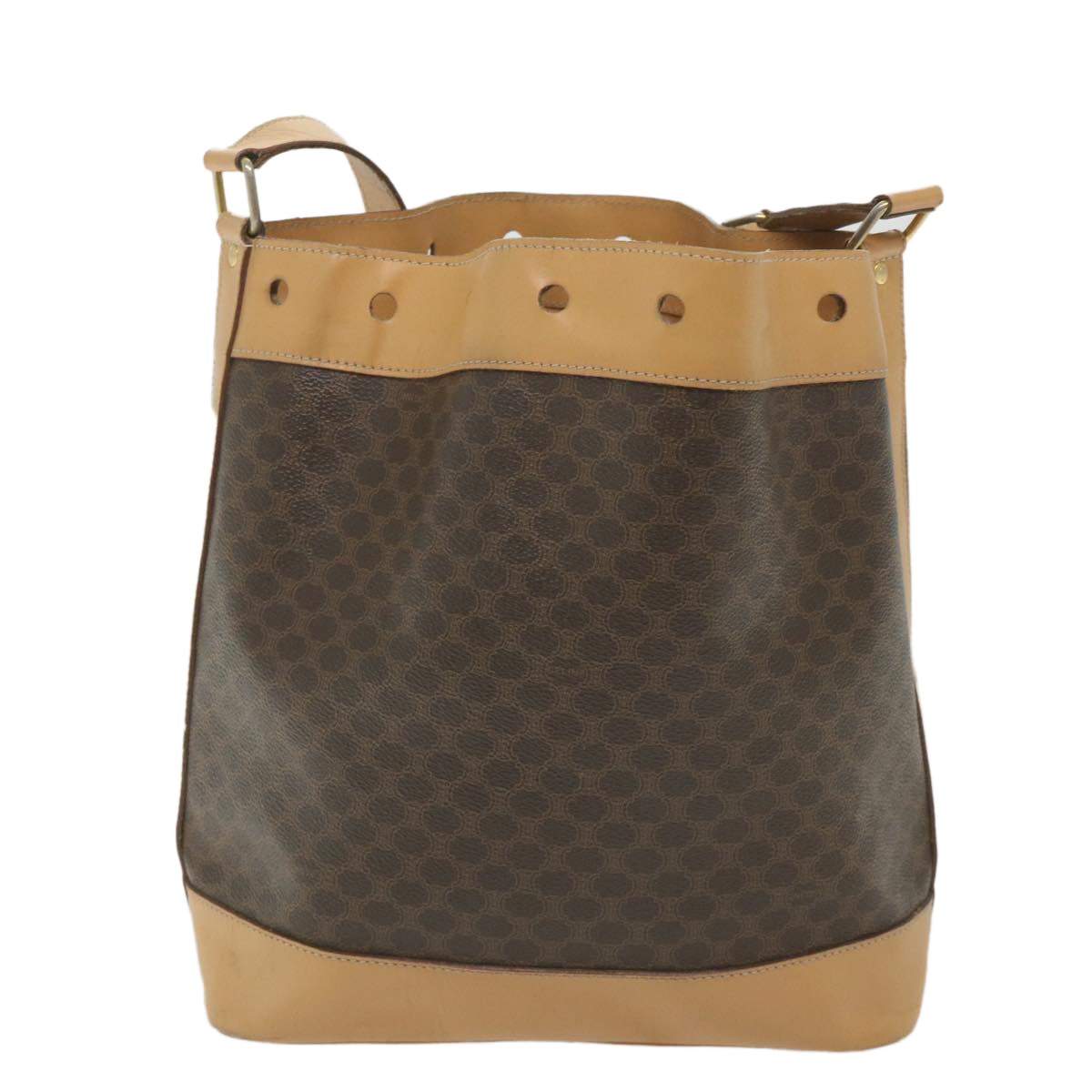 CELINE Macadam Canvas Shoulder Bag PVC Leather Brown Auth ar10788 - 0