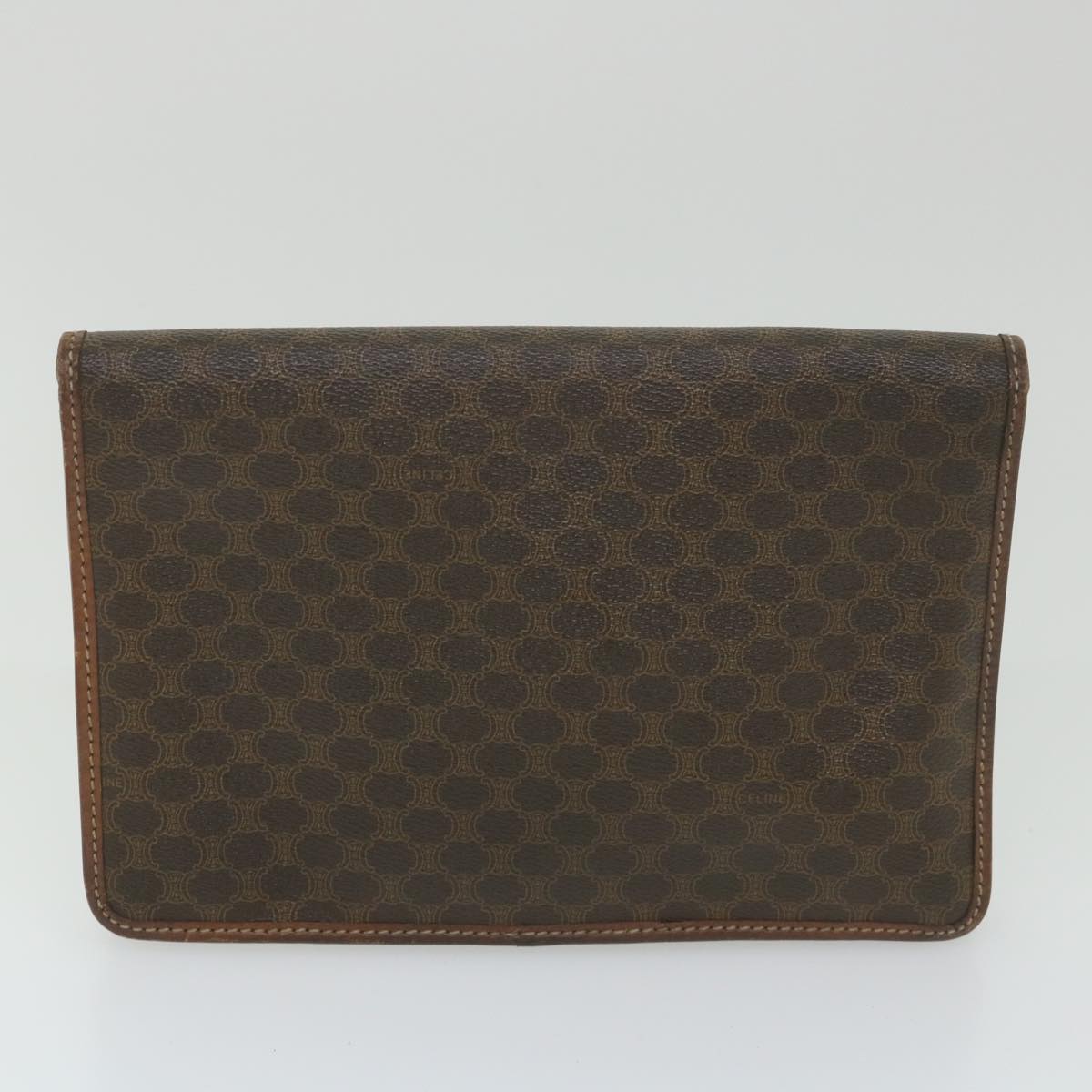 CELINE Macadam Canvas Clutch Bag PVC Leather 2Set Brown Auth ar10789