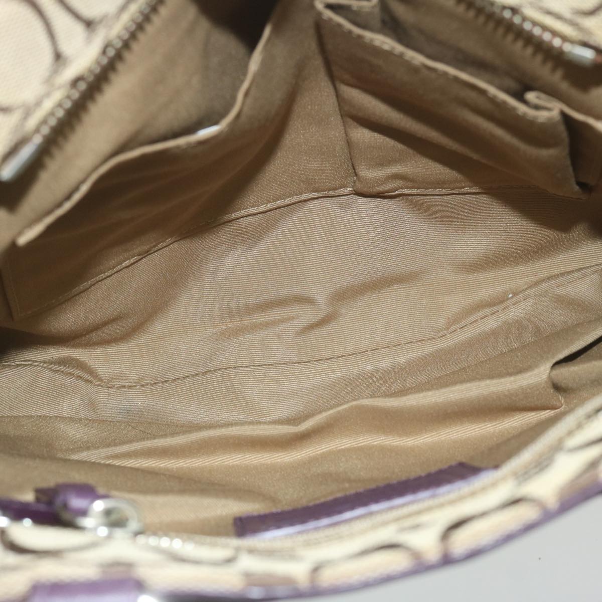 Coach Signature Shoulder Bag Leather Canvas 6Set Brown Beige Auth ar10811