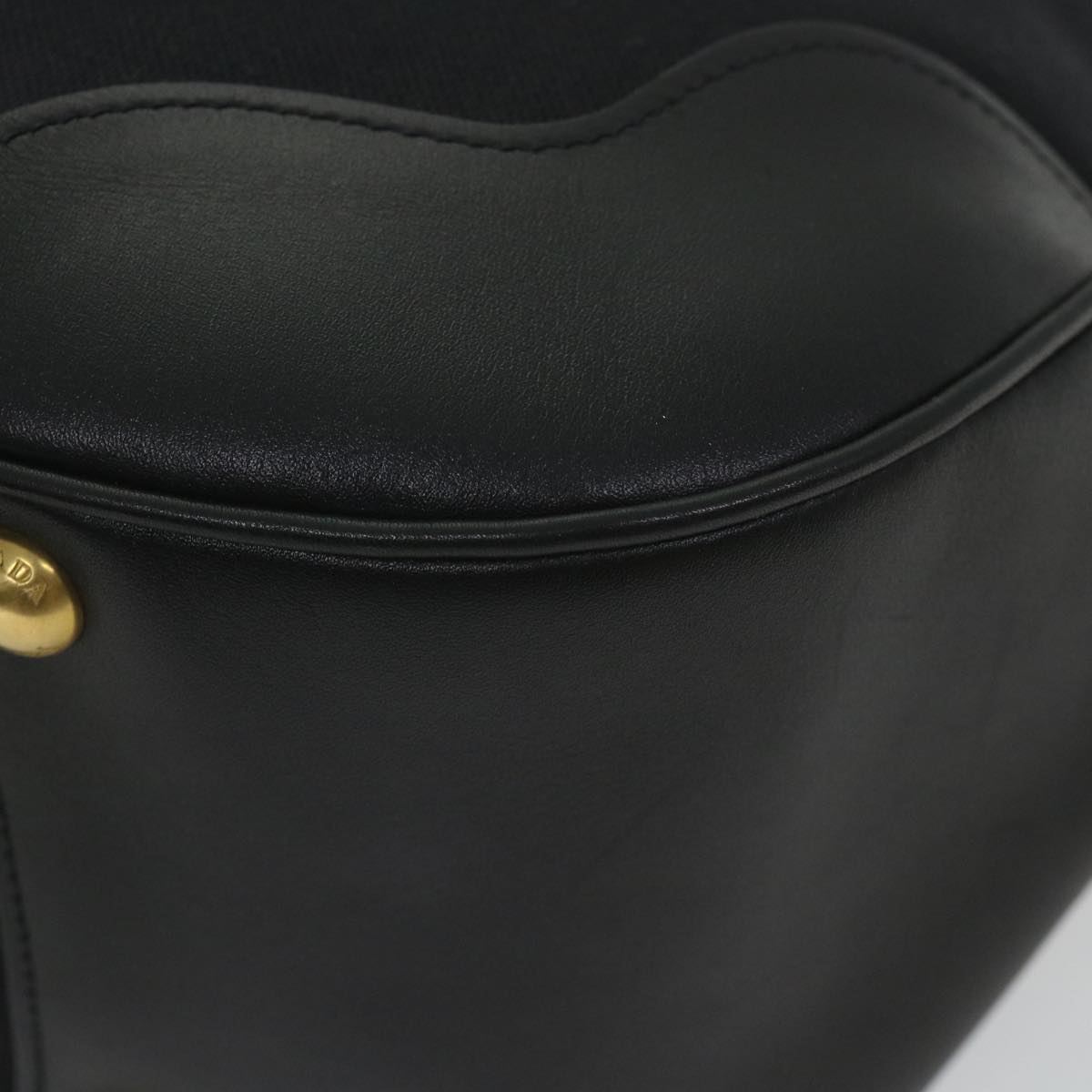 PRADA Shoulder Bag Canvas Leather Black Auth ar10819