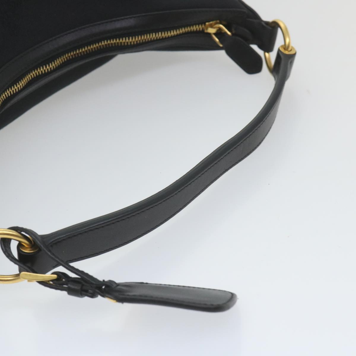 PRADA Shoulder Bag Canvas Leather Black Auth ar10819