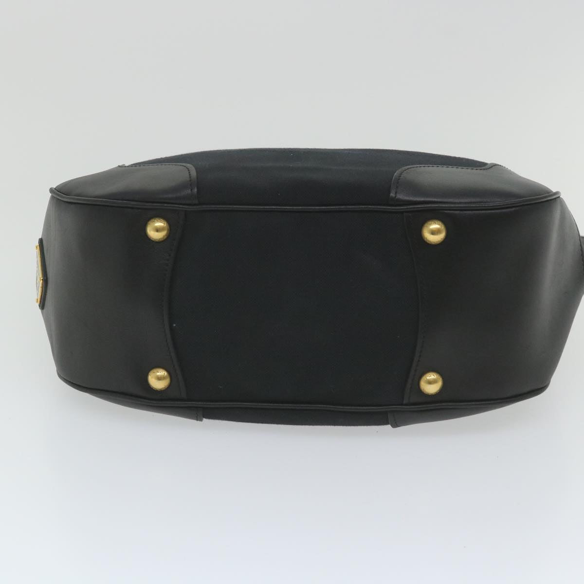 PRADA Shoulder Bag Canvas Leather Black Auth ar10819