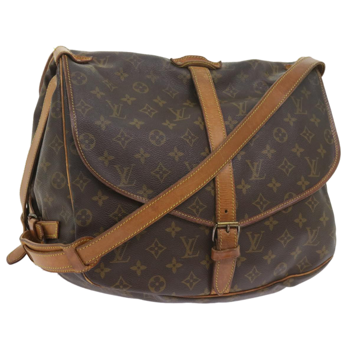 LOUIS VUITTON Monogram Saumur 35 Shoulder Bag M42254 LV Auth ar10836B