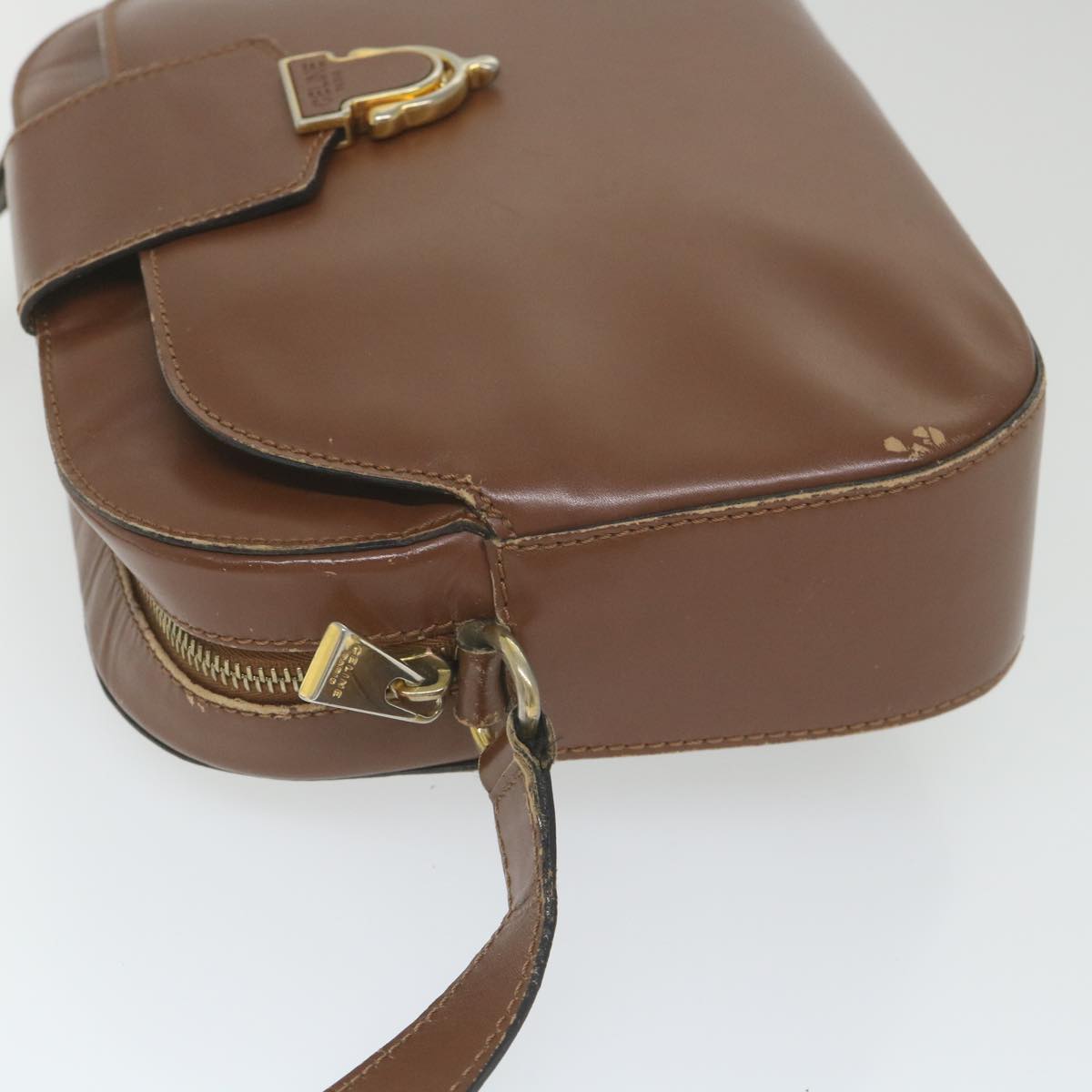CELINE Shoulder Bag Leather Brown Auth ar10843B