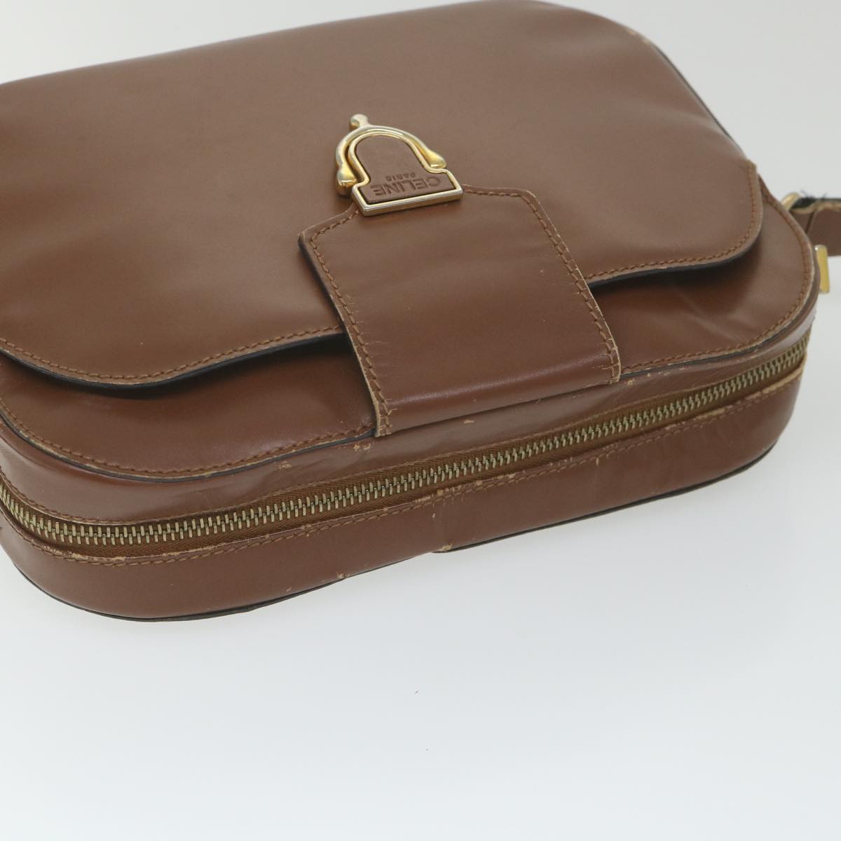CELINE Shoulder Bag Leather Brown Auth ar10843B